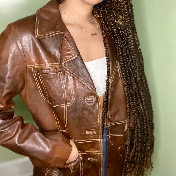 Vintage Longline Leather Coat - Picture 3 of 6